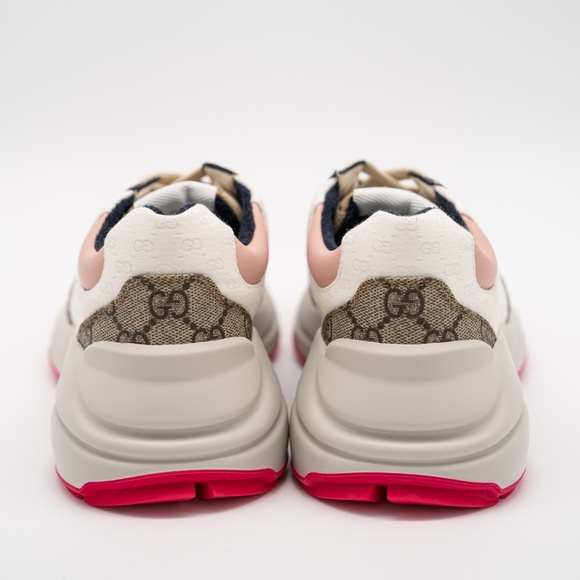 Size 36.5eu 6.5 US - Gucci GG Rhyton Beige White Pink Blue GG Canvas Leather - Picture 5 of 13